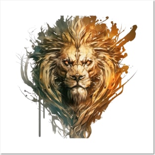 Lion Portrait Animal Painting Wildlife Outdoors Adventure Posters and Art